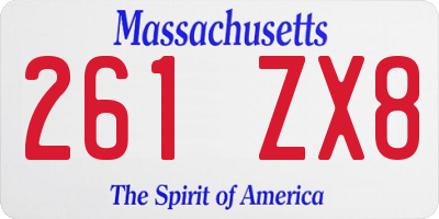 MA license plate 261ZX8