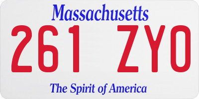 MA license plate 261ZY0
