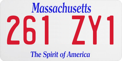 MA license plate 261ZY1