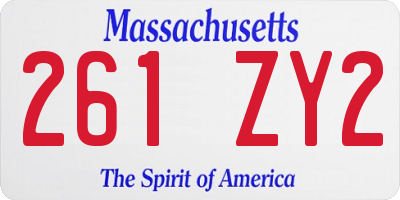 MA license plate 261ZY2