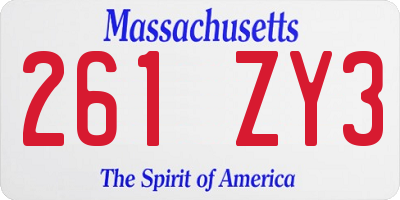 MA license plate 261ZY3