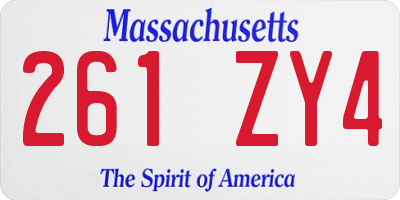 MA license plate 261ZY4