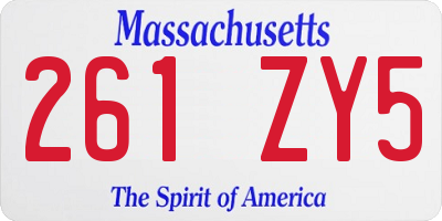 MA license plate 261ZY5