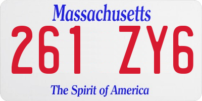 MA license plate 261ZY6