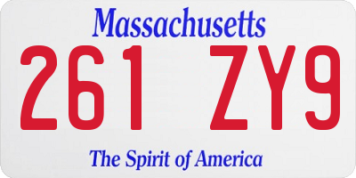 MA license plate 261ZY9