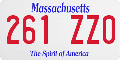 MA license plate 261ZZ0