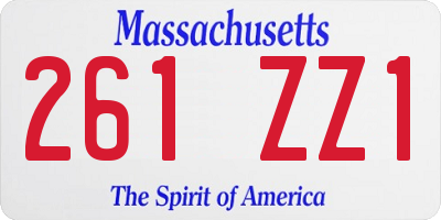 MA license plate 261ZZ1