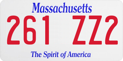 MA license plate 261ZZ2