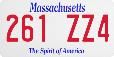 MA license plate 261ZZ4