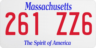 MA license plate 261ZZ6