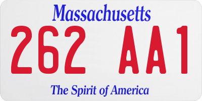 MA license plate 262AA1