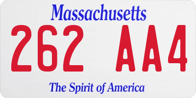 MA license plate 262AA4