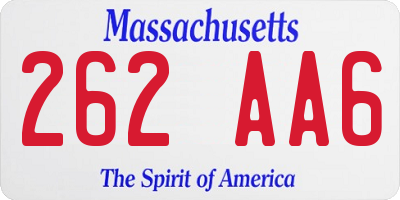 MA license plate 262AA6