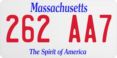 MA license plate 262AA7