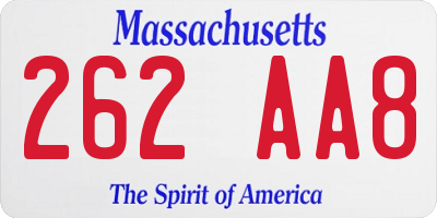 MA license plate 262AA8