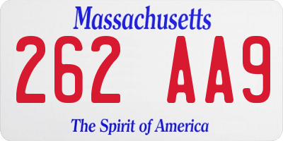 MA license plate 262AA9
