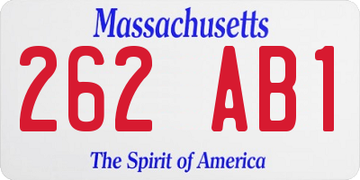 MA license plate 262AB1