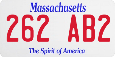 MA license plate 262AB2