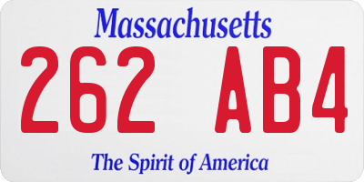 MA license plate 262AB4