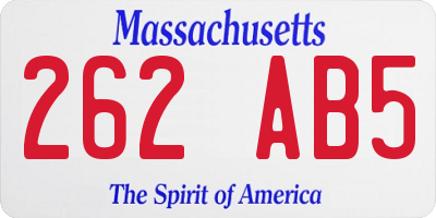 MA license plate 262AB5