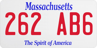MA license plate 262AB6