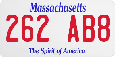 MA license plate 262AB8