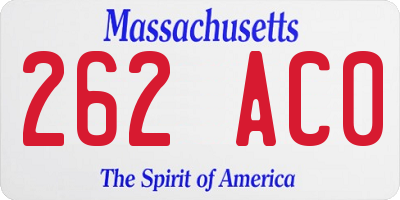 MA license plate 262AC0