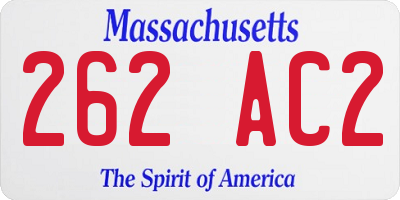 MA license plate 262AC2