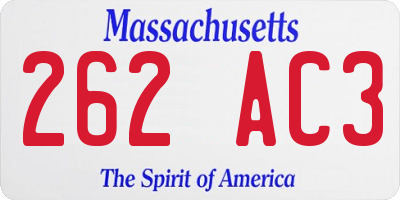 MA license plate 262AC3