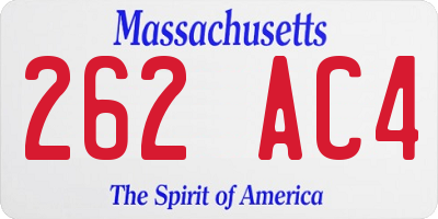 MA license plate 262AC4