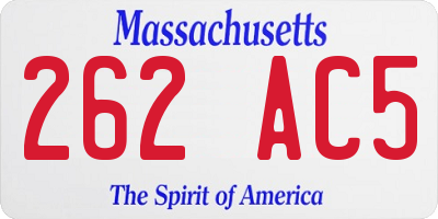 MA license plate 262AC5