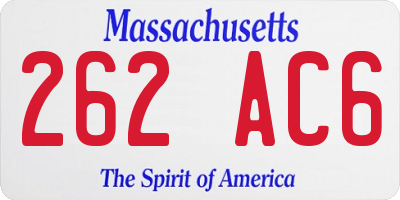 MA license plate 262AC6