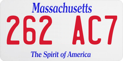 MA license plate 262AC7