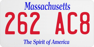MA license plate 262AC8