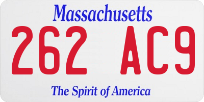 MA license plate 262AC9