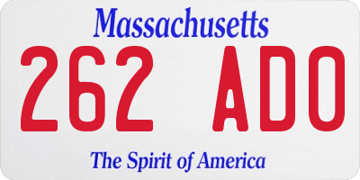 MA license plate 262AD0