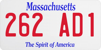 MA license plate 262AD1