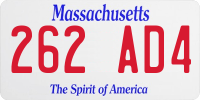 MA license plate 262AD4