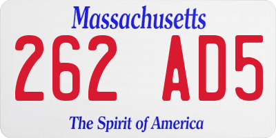 MA license plate 262AD5