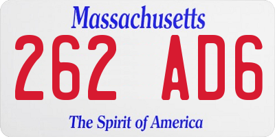MA license plate 262AD6