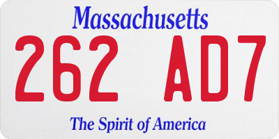 MA license plate 262AD7