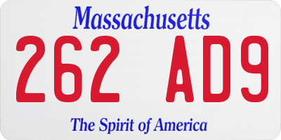 MA license plate 262AD9