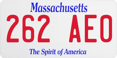 MA license plate 262AE0