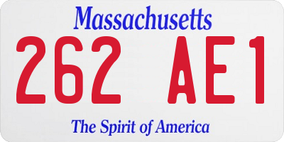 MA license plate 262AE1