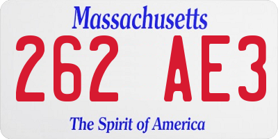 MA license plate 262AE3