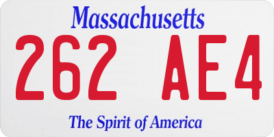MA license plate 262AE4