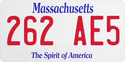 MA license plate 262AE5