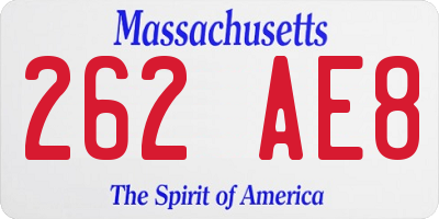MA license plate 262AE8