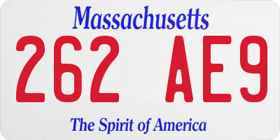 MA license plate 262AE9