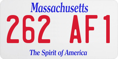 MA license plate 262AF1